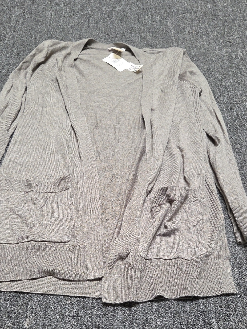 (#1) Matty M Light Gray Open-Front Knit Cardigan
